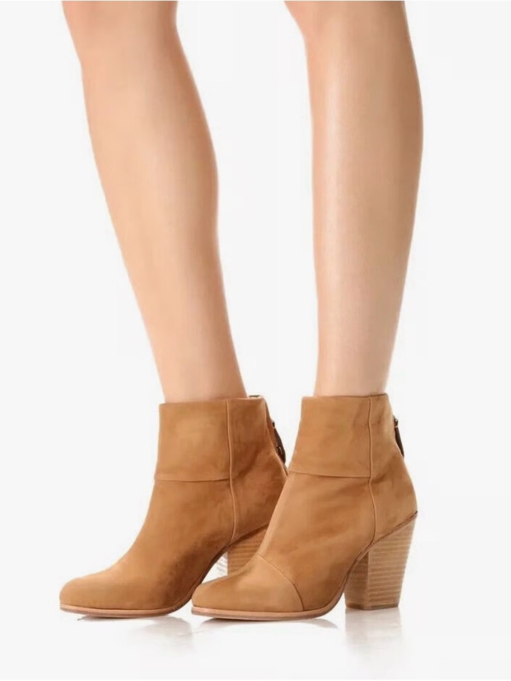 rag & bone Tan canvas Ankle Booties with Stacked Heel